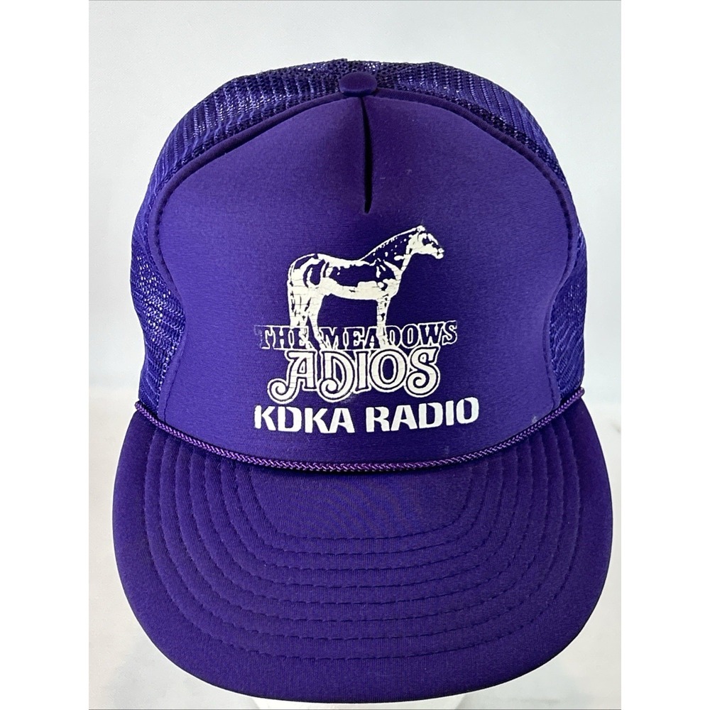 Vintage The Meadows KDKA Hat Cap Trucker Snap Back Mesh Graphic Radio Rope Brim